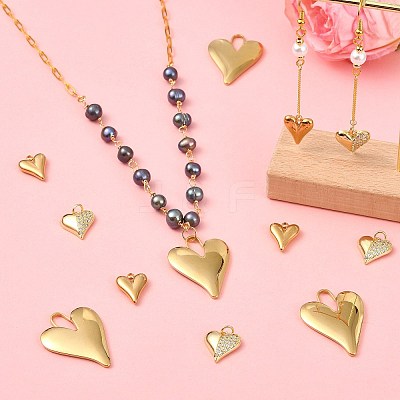 12Pcs 3 Styles 304 Stainless Steel & Brass Mico Pave Cubic Zirconia Pendants DIY-SZ0010-61-1