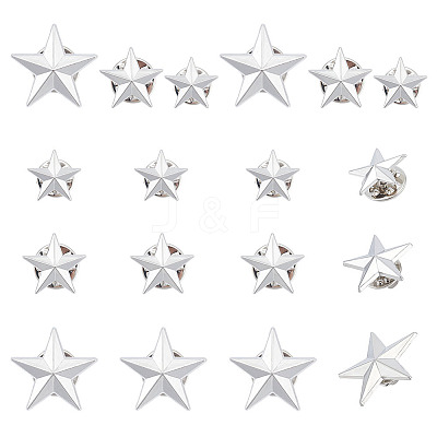 18Pcs 3 Styles Pentagram Alloy Brooches JEWB-GA0001-35P-1