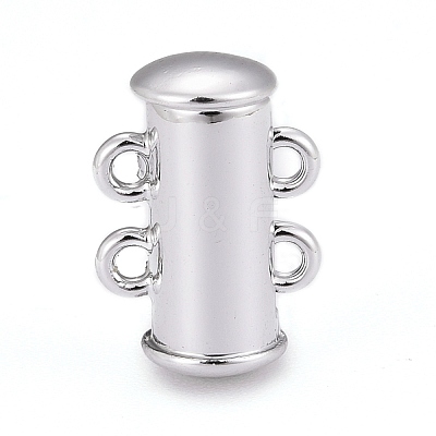 2-Strands 4-Holes Tube Brass Magnetic Slide Lock Clasps KK-D472-P-NF-1