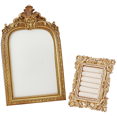 2Pcs 2 Styles TPR Covered with Velvet Necklace & Ring Display Photo Frames Sets ODIS-SP0001-13-1