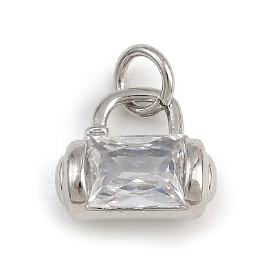 Brass Micro Pave Clear Cubic Zirconia Charms KK-A269-37P-1