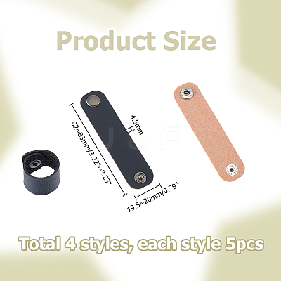 20Pcs 4 Colors PU Leather Scarf Clips AJEW-HS0001-39-1