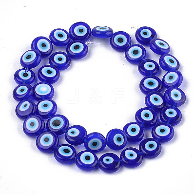 Handmade Evil Eye Lampwork Beads Strands X-LAMP-S191-02C-12-1