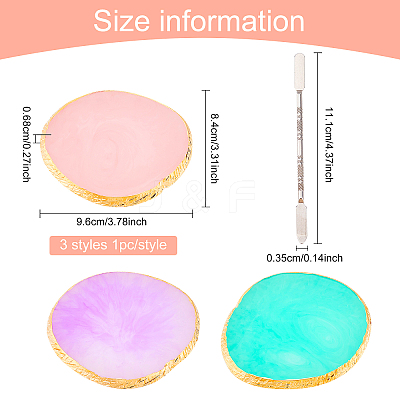 Resin Imitation Agate Color Palette & 430 Stainless Steel Double Head Spoon Palette Spatulas Stick Rod MRMJ-FG0001-14-1