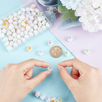 84Pcs 6 Colors Opaque Acrylic Beads OACR-GA0001-08-1