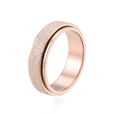201 Stainless Steel Sand Blast Rotating Finger Ring RJEW-N043-06RG-1