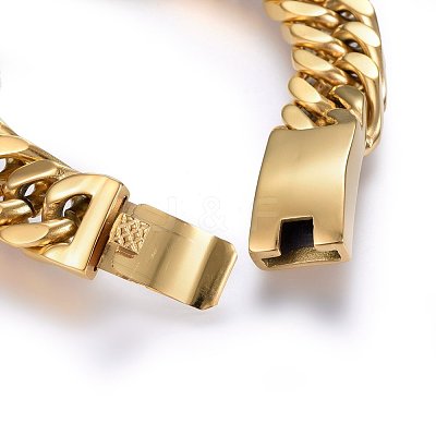 304 Stainless Steel Curb Chain Bracelets BJEW-E346-10G-1