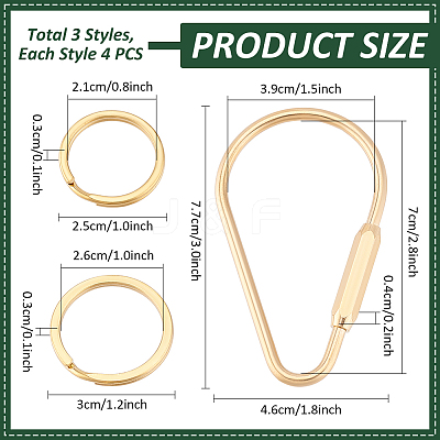 12Pcs 3 Styles Brass Keychain Clasps KK-PH0011-22-1