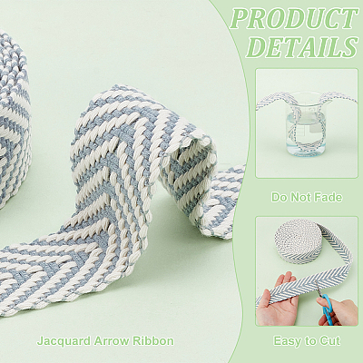5 Yards Polycotton Jacquard Arrow Ribbon OCOR-WH0078-173C-1