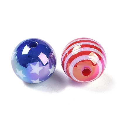 UV Plating Iridescent Acrylic Beads OACR-B021-04-1