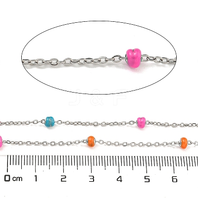 304 Stainless Steel Enamel Link Chains AJEW-Z028-09P-01-1