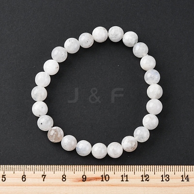 Natural Moonstone Round Beaded Stretch Bracelets for Men Women BJEW-G743-01G-1