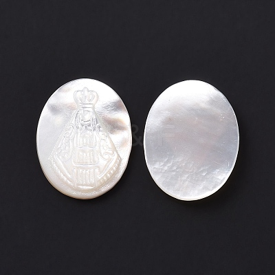 Natural White Shell Cabochons SSHEL-D083-15-1