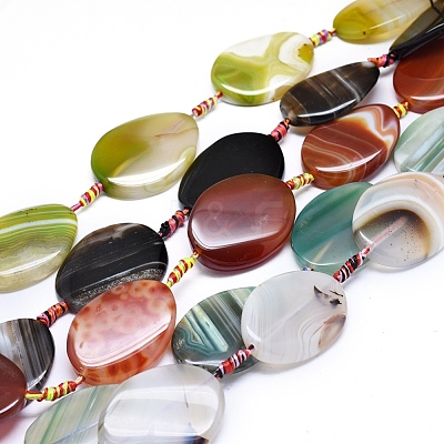 Natural Banded Agate/Striped Agate Beads Strands G-L544-027-1