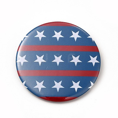 Independence Day Flat Round Tinplate Badge Pins JEWB-G021-01G-1