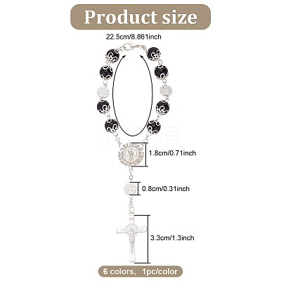 6Pcs 6 Colors Glass Pearl Rosary Bead Bracelets Set BJEW-GO0001-01-1