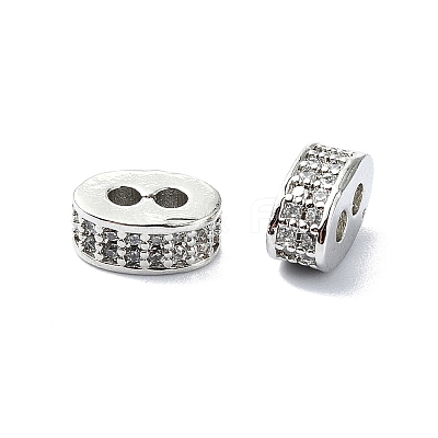 Rack Plating Brass Micro Pave Clear Cubic Zirconia Beads KK-U014-02P-1
