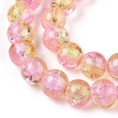 Spray Painted Crackle Glass Beads Strands CCG-Q002-8mm-03-1
