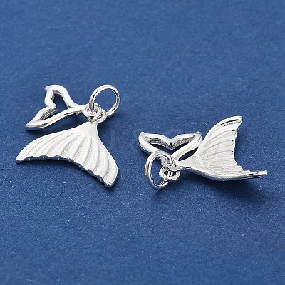 925 Sterling Silver Whale Tail Charms STER-P071-12S-1