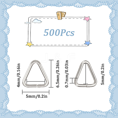 500Pcs 304 Stainless Steel Triangle Rings STAS-SC0005-43-1