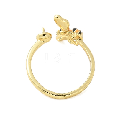 Bees Brass Enamel Cuff Ring Settings KK-K297-04G-1