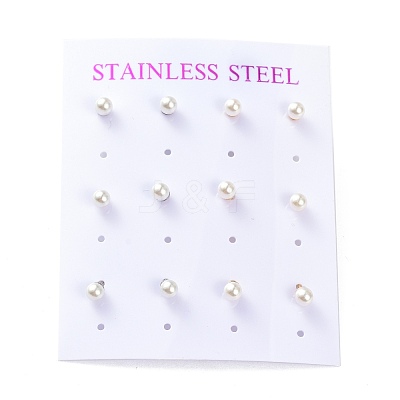Plastic Imitation Pearl Stud Earrings STAS-D0001-03-B-1