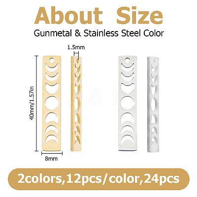 24Pcs 2 Styles 304 Stainless Steel Pendants STAS-HS0001-86-1