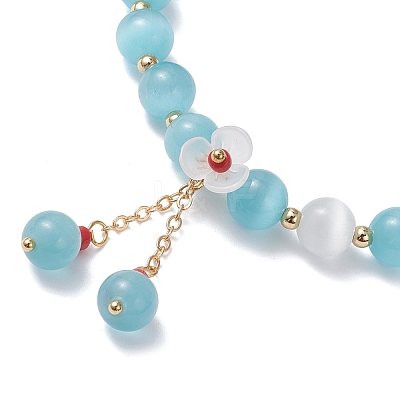 Cat Eye Beads Stretch Bracelets for Women BJEW-TA00691-03-1
