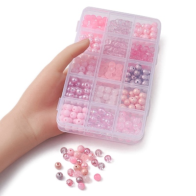 375Pcs 15 Styles Acrylic Beads MACR-YW0002-59D-1