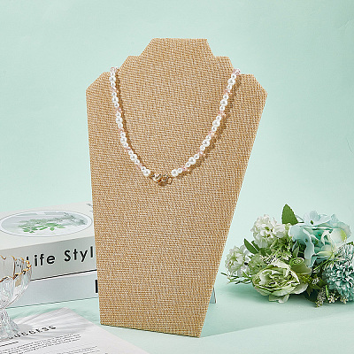 2-Slot Paperboard Covered with Linen Slant Back Bust Shaped Necklace Display Stands NDIS-WH20015-01A-1