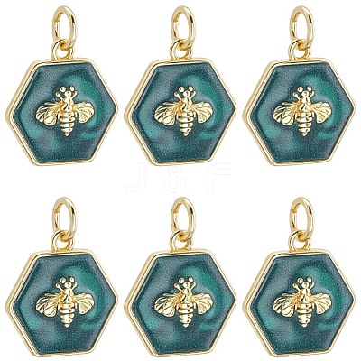 6Pcs Brass Enamel Charms KK-BBC0020-70-1