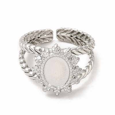 Tarnish Resistant 304 Stainless Steel Sun Open Cuff Ring Settings X-RJEW-B027-23P-1