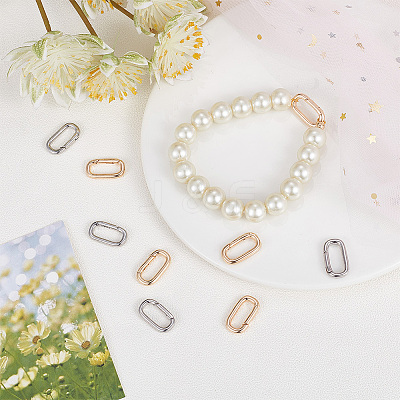 10Pcs 2 Colors Brass Spring Gate Rings KK-BBC0007-77-1