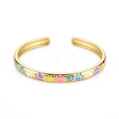 Footprint Enamel Cuff Bangle BJEW-S141-012-1