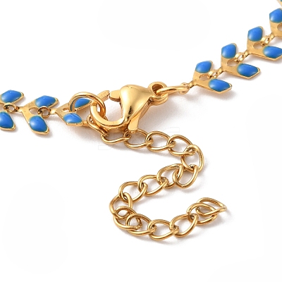 Enamel Ear of Wheat Link Chains Bracelet BJEW-P271-02G-02-1