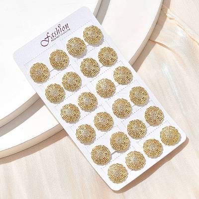 Brass Micro Pave Clear Cubic Zirconia Stud Earrings EJEW-D305-04G-1