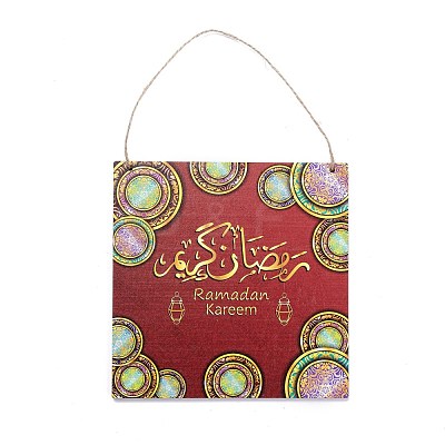 Eid Theme Density Board Wooden Wall Ornament Doorplate Pendants HJEW-C004-01G-1