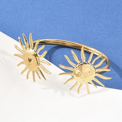 304 Stainless Steel Cuff Bangles for Women BJEW-A147-01B-G-1