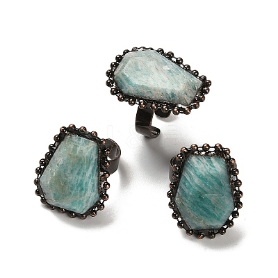 Natural Mixed Gemstone Open Cuff Ring RJEW-M166-03R-1