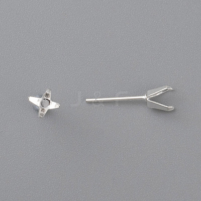 304 Stainless Steel Prong Earring Settings X-STAS-O098-06S-03-1