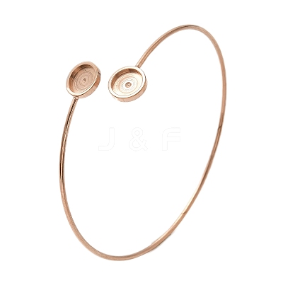Ion Plating(IP) 304 Stainless Steel Cuff Blank Bangle Bases with Round Tray STAS-Z088-03B-RG-1