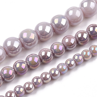 Electroplate Opaque Glass Beads Strands X-GLAA-T032-P6mm-AB07-1