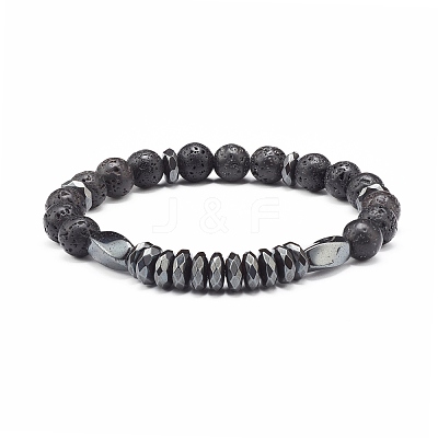Energy Power Cross Beads Stretch Bracelets Set for Men Women BJEW-JB06891-1