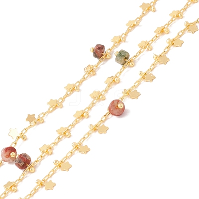 Natural Assorted Stone Column Beaded Chains CHC-K012-02G-08-1