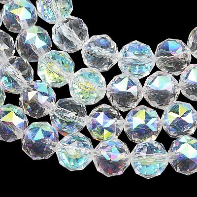 Transparent Electroplate Glass Beads Strands X-EGLA-N002-34C-B02-1