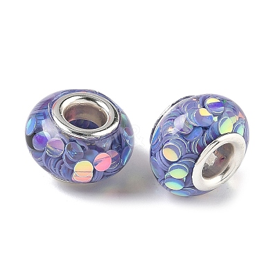Transparent Resin Rondelle European Beads RESI-S023-15-1