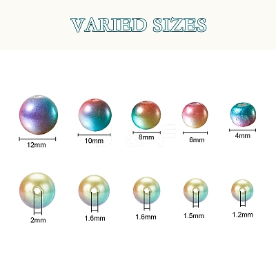 497Pcs 5 Style Rainbow ABS Plastic Imitation Pearl Beads OACR-YW0001-07B-1