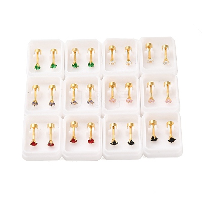 Square Glass Ear Fake Plugs EJEW-H105-24G-A-1