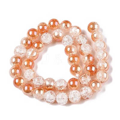 Electroplated Crackle Glass Beads Strands EGLA-N014-10mm-01-1