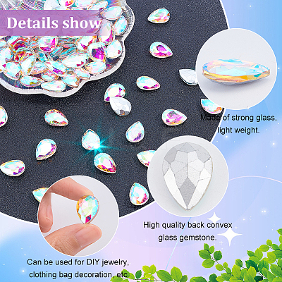 80Pcs Glass Rhinestone Cabochons RGLA-FG0001-16B-1